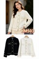 HM503-Ro – Damen-Strickjacke mit Zierborten