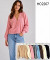 HC2207-Ro – Damen-Strickjacke mit Blumenverzierung