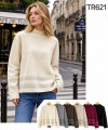 TR621-Ro – Damen-Strickpullover mit Streifendetails