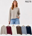 R8278-Ro – Damenpullover mit Perlenbesatz