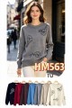HM563-Ro – Damen-Strickpullover mit Blumenmotiv