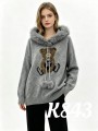 K843-Jm – Damen-Kapuzenpullover mit Teddybärmotiv