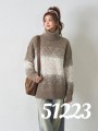 51223-Jm – Damen-Rollkragenpullover mit Farbverlauf und Glitzerdetails