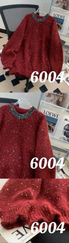 6004-Jm – Damen-Glitzerpullover mit dekorativem Rundhalsausschnitt