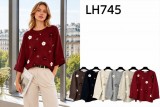 LH745-Ro – Damenpullover mit Blumenverzierung