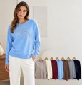 R8286-Ro – Damen-Strickpullover mit Federmotiv