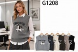 G1208-Ro – Damen-Strickweste mit Pferdemotiv